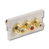 Hubbell IM3RF10W Infin-e-Station Module - 3 RCA Audio/Video Feed-Through Gold F/F